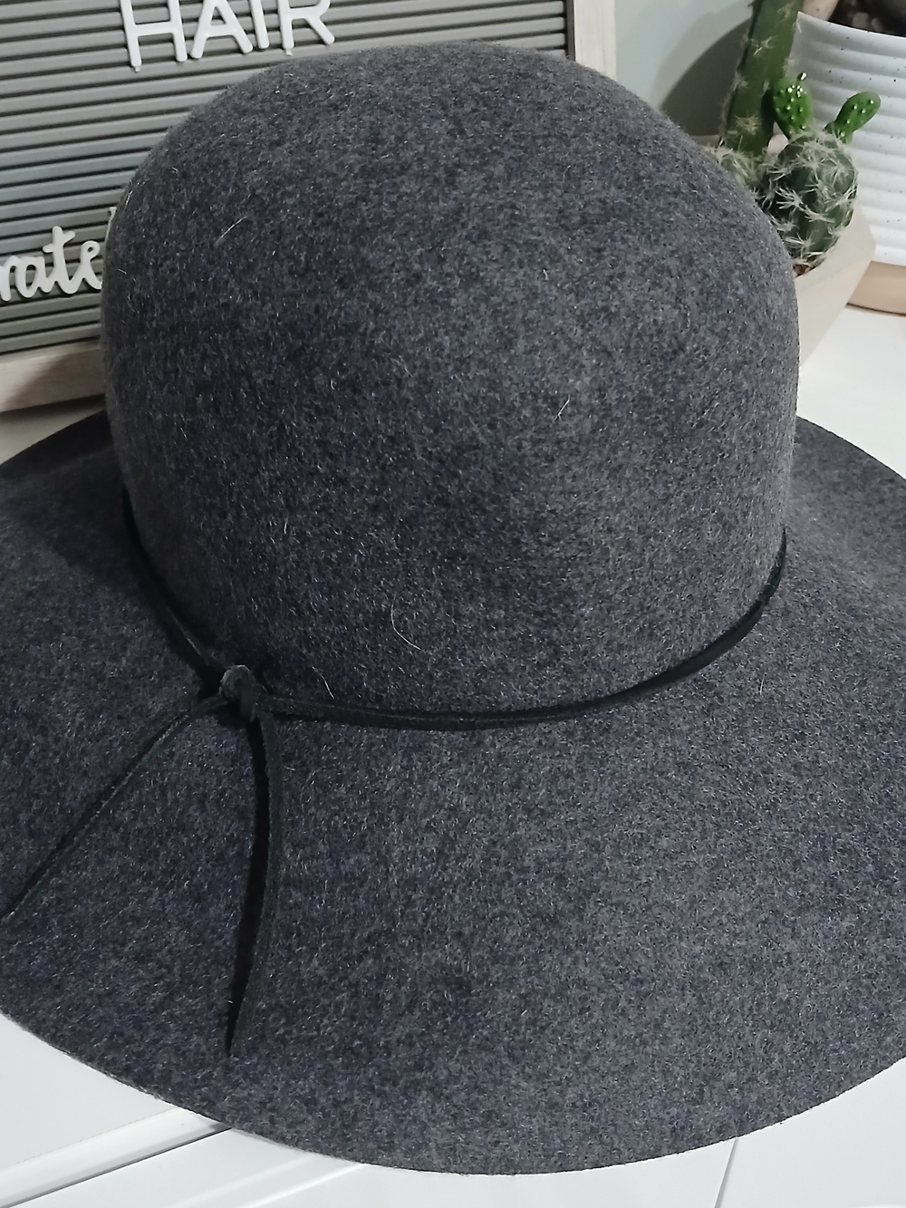 Phenix Charcoal Gray Wool Floppy Hat with Tie Trim - NORDSTROM - NWT